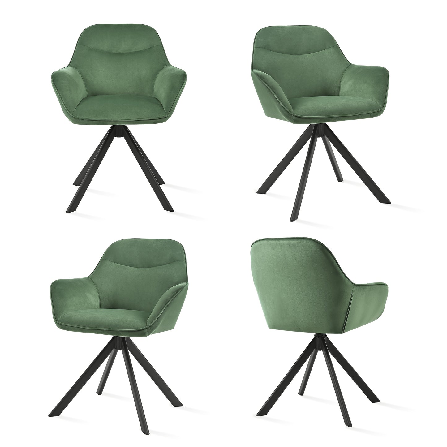 Chaises de salle à manger élégantes et contemporaines, pivotantes à 360 degrés, rembourrées avec assises épaisses, conçues de manière ergonomique pour les familles, les cafés et les restaurants - Lot de 2/ Lot de 4/ Lot de 6