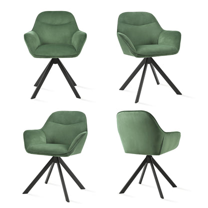 Chaises de salle à manger élégantes et contemporaines, pivotantes à 360 degrés, rembourrées avec assises épaisses, conçues de manière ergonomique pour les familles, les cafés et les restaurants - Lot de 2/ Lot de 4/ Lot de 6