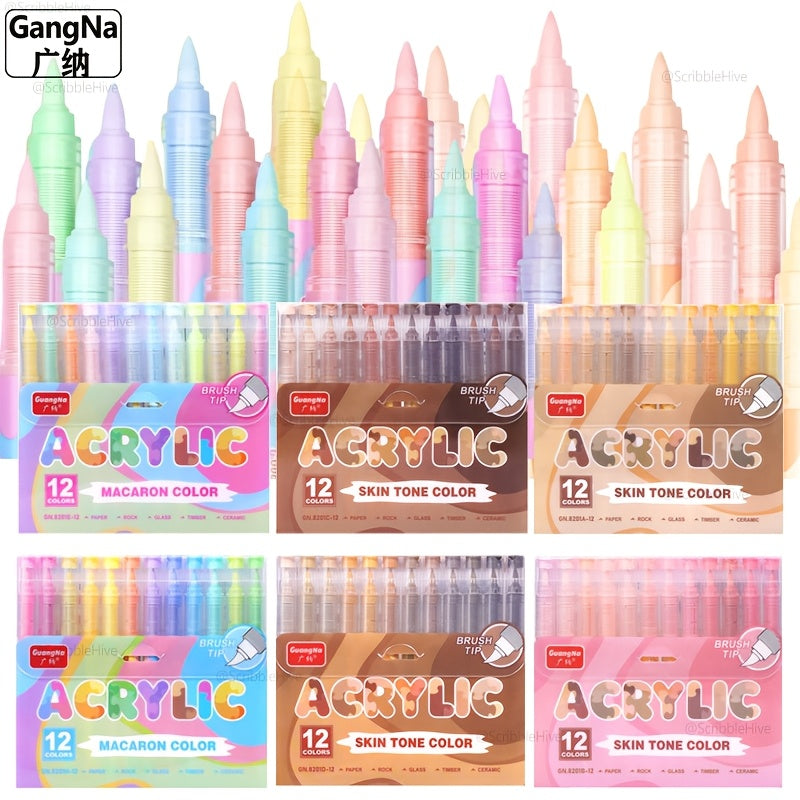 Set de 72 marqueurs acryliques, sans débordement, adaptés au papier, au bois et à la pierre - Divers styles allant des illustrations peintes à la main aux loisirs créatifs, idéal pour la peinture artistique professionnelle, cadeaux de fin d'année