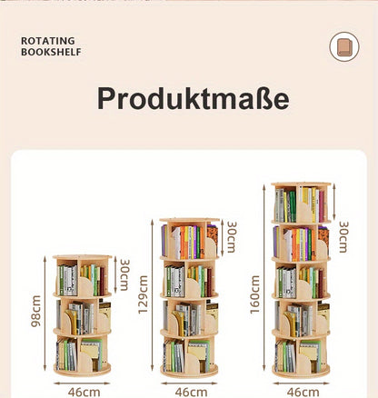 Étagère à livres rotative à 360°, 1 pièce, 3/4/5 niveaux, diamètre 46×H160cm, étagère de rangement peu encombrante pour salon, chambre, bureau, design moderne