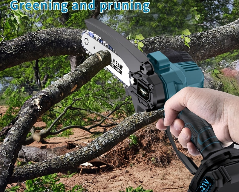 Nouvelle Mini Tronçonneuse Sans Fil, Légère et Portable, Machine Électrique à Main pour Couper les Arbres, Équipée d'un Pare-éclaboussures, Verrou de Sécurité, Batterie Rechargeable et Coupe Sûre, Permet de Couper Rapidement les Branches d'Arbres, Jardins