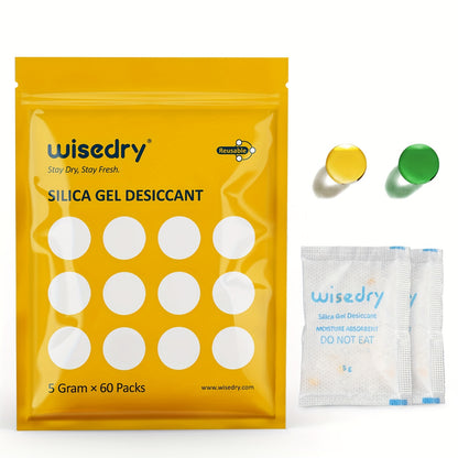 Lot de sachets déshydratants réutilisables Wisedry 5g 10g 50g, emballés individuellement, double couche scellée