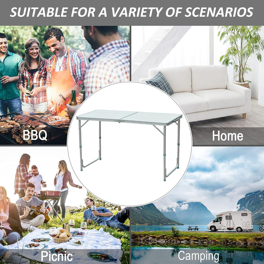 Table de camping pliante avec hauteurs réglables, tables de pique-nique pliables portables pour camping BBQ jardin artisanat marché stand extérieur intérieur cuisine jardin bureau robuste 120x60cm table de pique-nique extérieure de jardin réglable table d