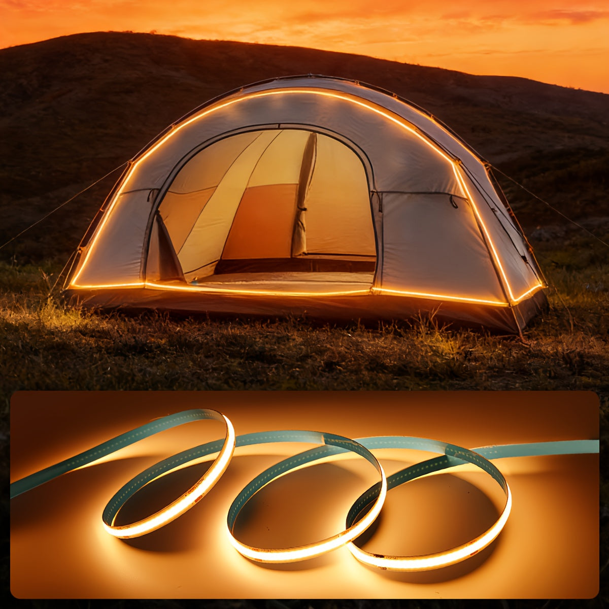 Bande Lumineuse LED COB HOTU, Alimentation USB Flexible Auto-Adhésive Découpable 400 Lampes, Conception Mètre Sans Faisceau pour Meubles Armoire, Base de Cuisine, Éclairage Ambiant Chambre Blanc Chaud, Couleur Lumière du Jour Réglable