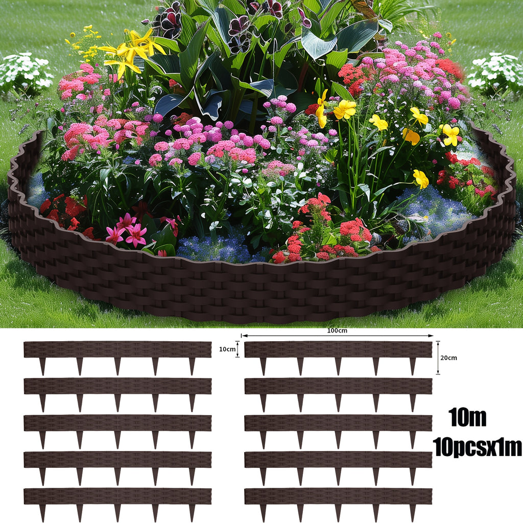 Bordure de pelouse en plastique aspect rotin Homelive 5/10 m, bordure de parterre aspect rotin, bordure de tonte pliable et flexible pour jardin