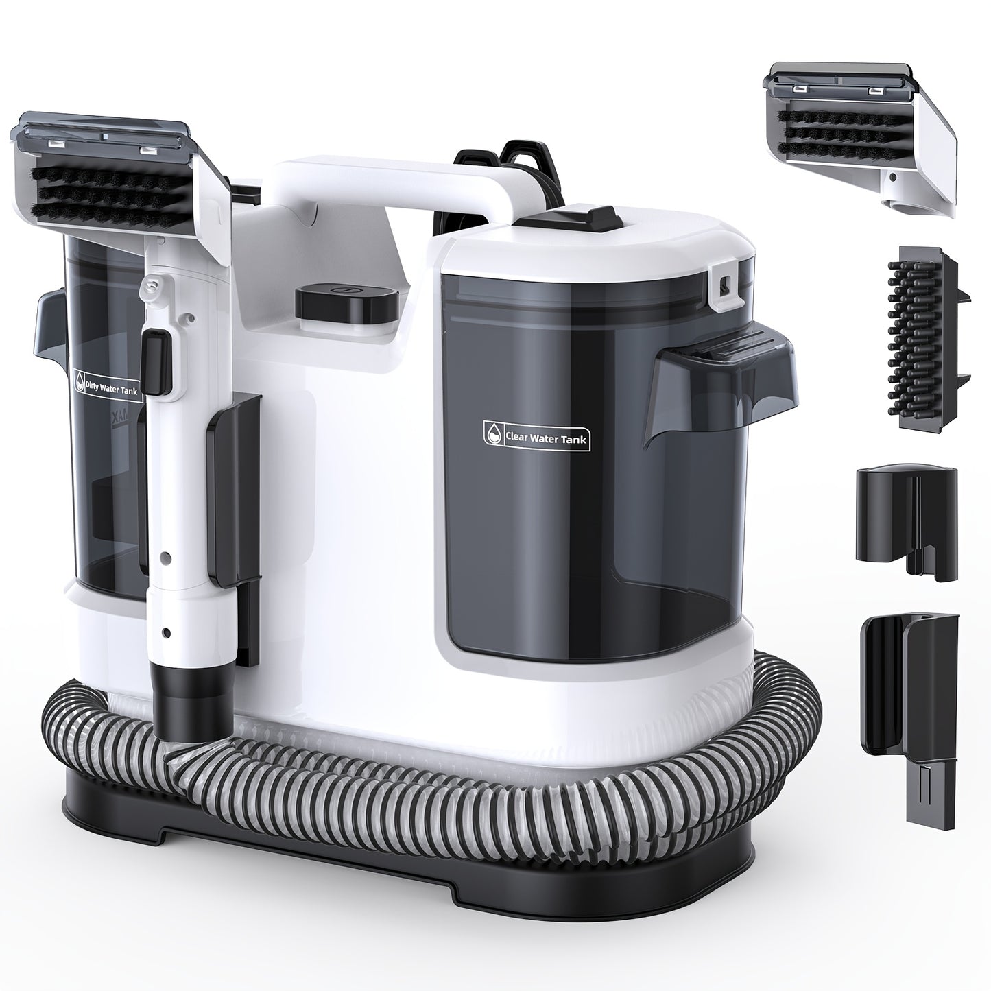 Lubluelu 16500Pa Machine de nettoyage puissante à aspiration, avec outils multifonctionnels, conception à double réservoir d'eau, réservoir d'eau pure de 1,75 L + réservoir de soute de 1 L, conception peu encombrante, nettoyage à 3 actions, détachant non