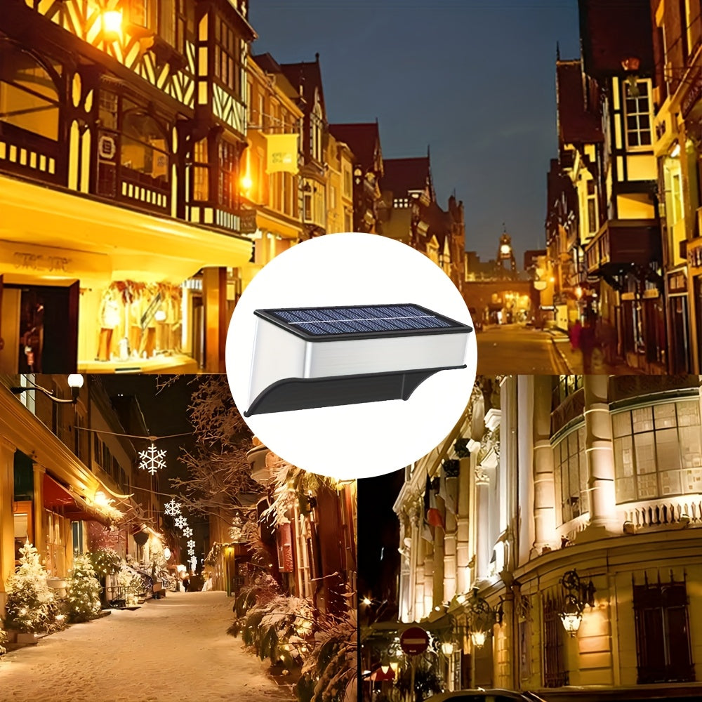 8pcs Lampes Solaires de Clôture pour Extérieur, Lumière Chaude & Blanc Froid et RGB, Super Lumineuses, pour Escalier, Cour, IP65, pour Jardin, Clôture, Mur, Terrasse, Décoration d'Éclairage Commercial