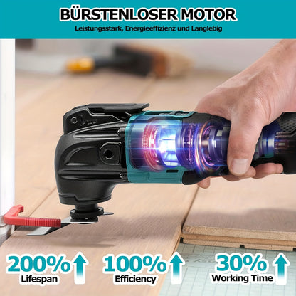 Outil Multifonction Oscillant Sans Fil, 6 Vitesses Variables, Moteur Sans Balais pour Couper, Poncer, Gratter & Polir, Compatible avec les Batteries Makita, Outil Seul Sans Batterie Incluse