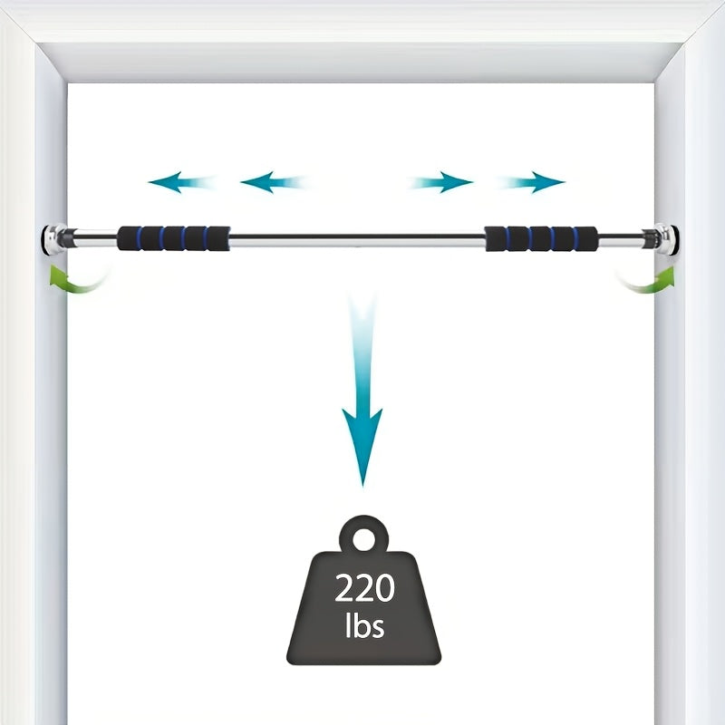 Barre de traction réglable en métal doré avec poignées en mousse souple - Idéale pour la salle de sport à domicile, la musculation et l'entraînement de force, facile à installer dans les cadres de porte, construction robuste d'accessoire de gym