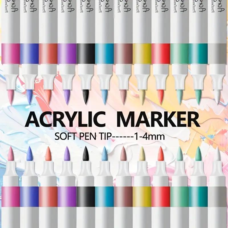 120 Marqueurs Peinture Acrylique de Couleur - Pinceaux Peinture Acrylique Multicolores pour Pierres, Imperméables, Ensemble de Stylos Acryliques à Pointe Pinceau, Séchage Rapide, Idéaux pour Peindre sur Pierres, Verre, Céramique, Bois, Métal, Spécialement