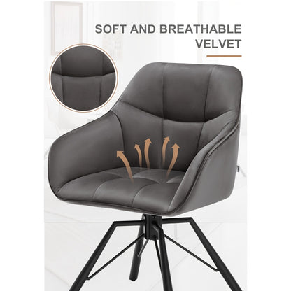 2 chaises de salle à manger pivotantes, mobilier de salle à manger confortable, fauteuil avec housse en velours, convient pour salle à manger, salon et bureau