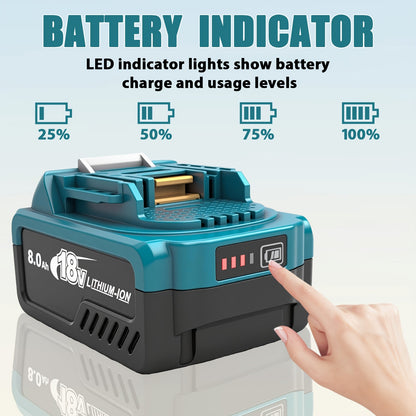 Chargeur uniquement / Lot de 2 batteries 8000mAh BL1860B avec chargeur pour batterie de rechange Makita 18V BL1860 BL1850B BL1850 BL1840 BL1845 BL1835 BL1830 BL1815 LXT-400 avec indicateur, ports de charge Type-C, pour outil sans fil Makita