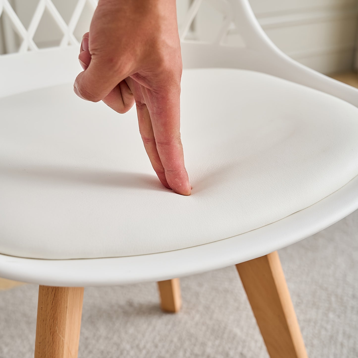 EGOONM Ensemble de 6 chaises de salle à manger, chaises de cuisine scandinaves - Design de dossier coquillage découpé, coussin en similicuir et pieds en bois de hêtre
