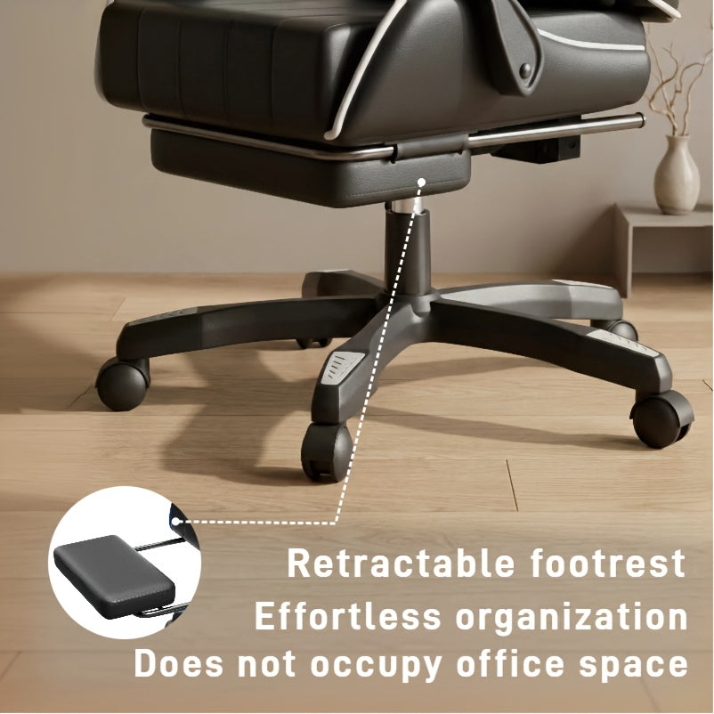 Fauteuil de gaming ergonomique avec rembourrage à ressorts ultra-doux, chaise de bureau avec appui-tête et soutien lombaire, inclinaison et repose-pieds réglables, en simili-cuir durable, cadeaux pour petit ami