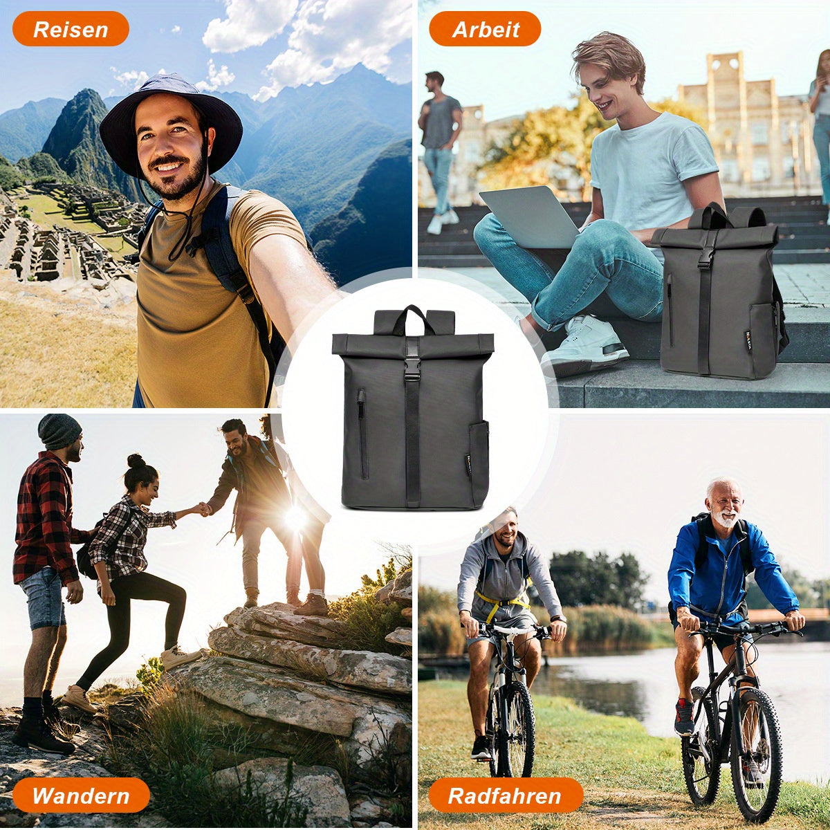 Sac à dos de voyage léger et anti-vol 20-25L pour hommes et femmes - compartiments multiples, bretelles ajustables, conception durable en coque souple en 6 couleurs « noir, blanc, gris, beige, marine, rose » - sac à dos de jour pour navetteurs pour l'écol