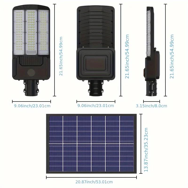 Lampadaire Solaire Extérieur avec Détecteur de Mouvement 6500K, Projecteur de Sécurité Solaire pour Jardin, Rue