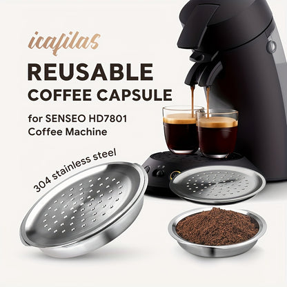 Capsule à café réutilisable en acier inoxydable compatible avec la machine à café SENSEO HD7801
