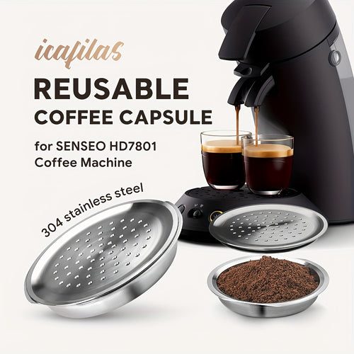 Capsule à café réutilisable en acier inoxydable compatible avec la machine à café SENSEO HD7801