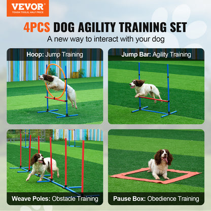 Ensemble d'équipement d'entraînement à l'agilité pour chien VEVOR 4 pièces avec obstacles, anneaux de saut et boîte de pause