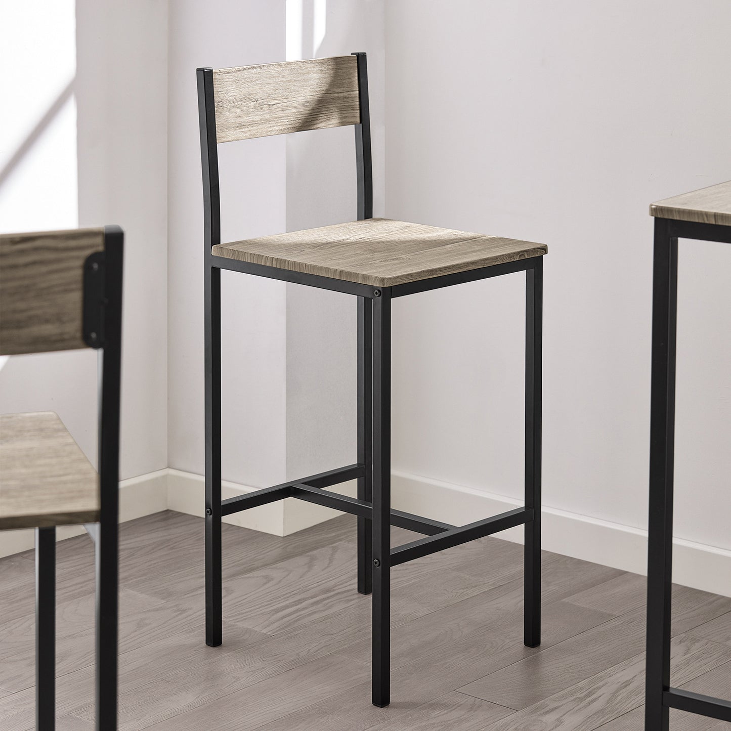 Table Haute Table de Cuisine Table de Salle à Manger Ensemble Repas Bistrot Avec 2 Chaises 1 Table 2 Places Chaises Rangement Sous Table Pour Cuisine Salle à Manger Balcon Salon Décor Bois Naturel 89x87x45cm SoBuy PHU14-O