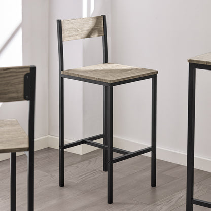 Table Haute Table de Cuisine Table de Salle à Manger Ensemble Repas Bistrot Avec 2 Chaises 1 Table 2 Places Chaises Rangement Sous Table Pour Cuisine Salle à Manger Balcon Salon Décor Bois Naturel 89x87x45cm SoBuy PHU14-O