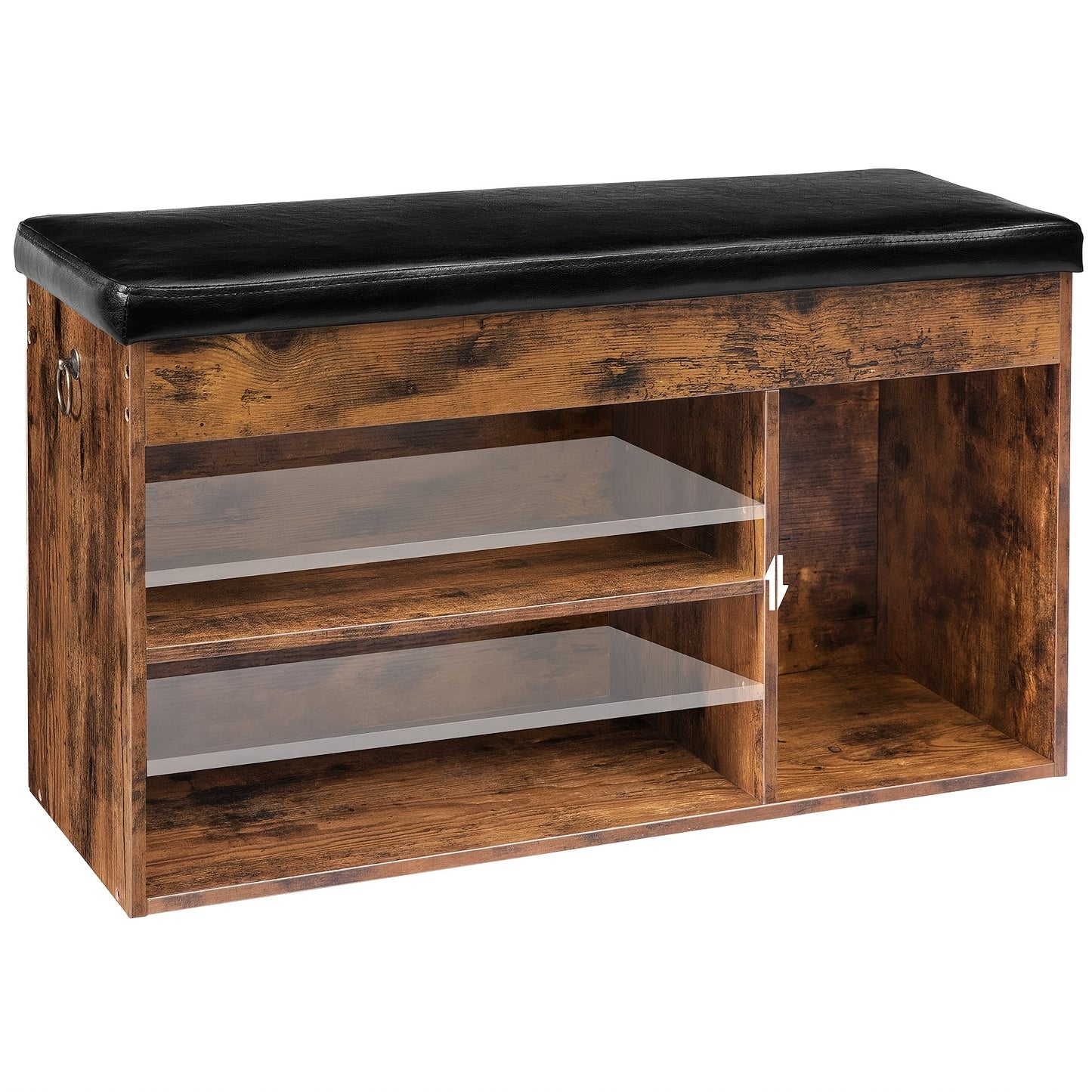 Banc à Chaussures, 3 Compartiments Ouverts, Rembourré, Espace de Rangement Sous l'Assise, Meuble à Chaussures, Capacité de Charge Jusqu'à 150 kg, Gain de Place, pour Couloir, Salon
