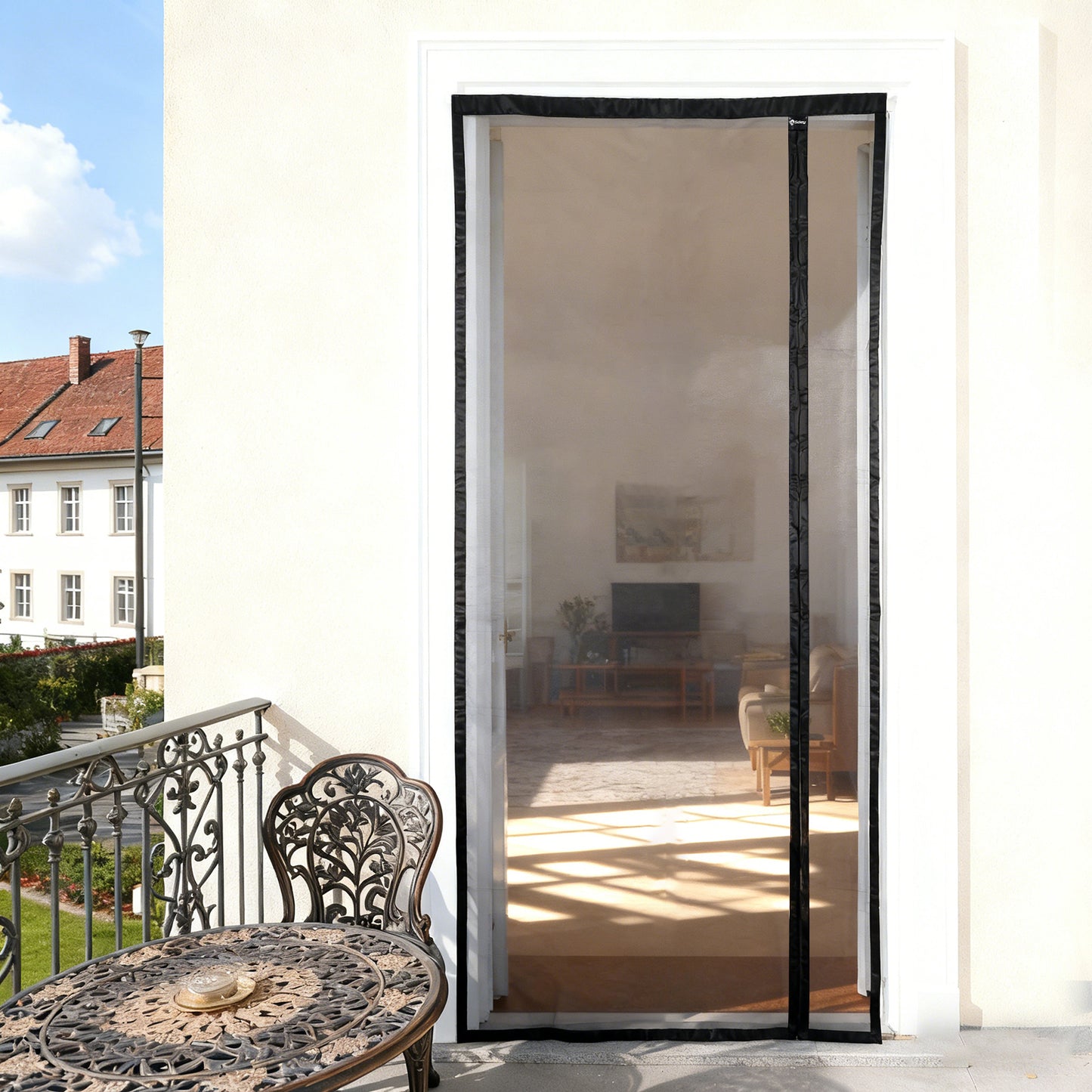 Rideau Moustiquaire Magnétique, Conception à Ouverture Latérale, Moustiquaire pour Balcon et Portes Coulissantes, Installation Facile Sans Perçage, Convient aux Portes de Balcon, Portes de Sous-Sol et Portes de Patio.
