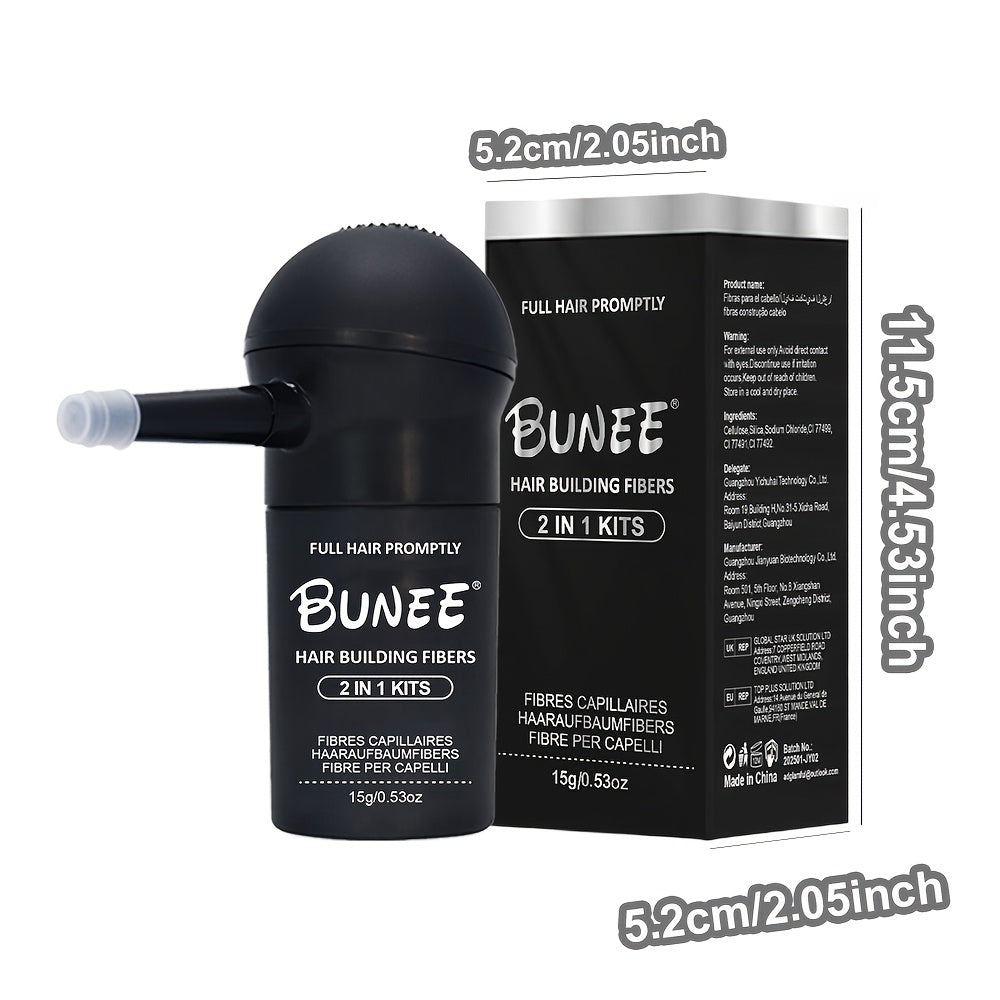 BUNEE Poudre de Fibres de Cheveux Instantanées avec Applicateur Spray - Facile à Utiliser, Sans Assemblage, pour Tous Types de Cheveux