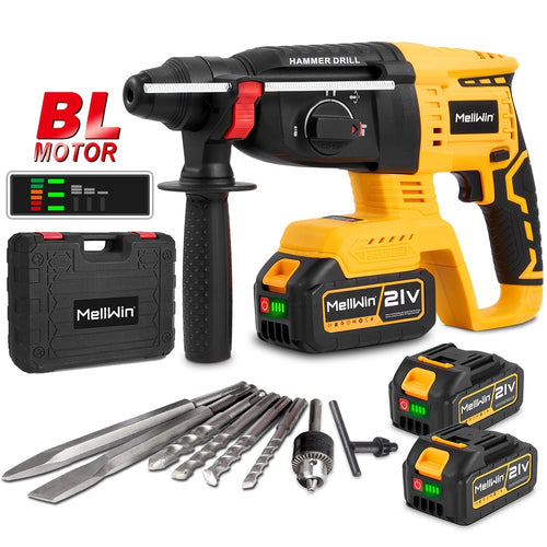 Perceuse-visseuse à percussion sans fil 1680W, moteur brushless, 4 vitesses, multifonction (perçage/démolition/burrinage), pour béton, acier, brique et bois, professionnelle pour usage domestique et industriel, avec foret