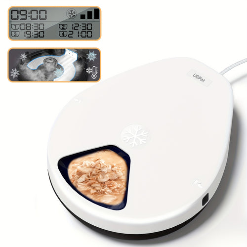 Distributeur automatique de nourriture humide pour chat avec refroidissement, technologie de réfrigération à semi-conducteur, fonction de minuterie, 5 compartiments pour 330 g de nourriture pour chaque animal, assiettes premium, lavable, pour chats et chi