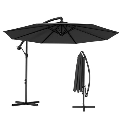 Parasol à contre-bras pour balcon 300 cm 350 cm avec manivelle, parasol de jardin, parasol de terrasse, parasol à manivelle avec protection UV pour jardin et terrasse