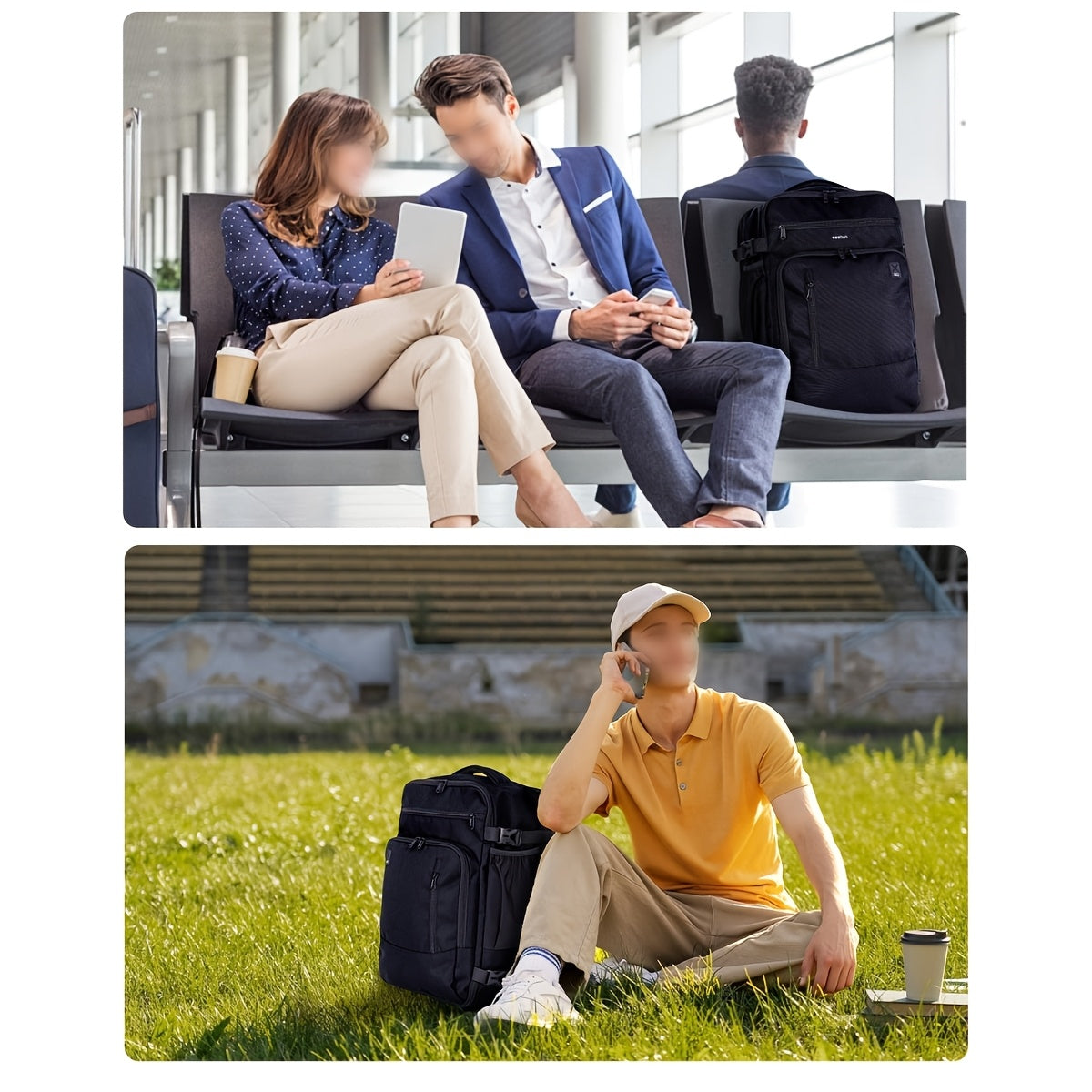 Sac Cabine Approuvé pour Avion 20L Capacité 40X20X25Cm Sac à Dos | Ordinateur Portable Sous Siège Bagage Cabine avec Poche Antivol | Sac de Vol Patenté pour Unisexe