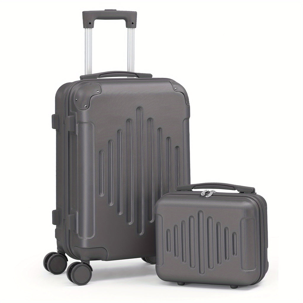 Ensemble de Bagages 2 pièces (20"+12") Valises de Voyage à Coques Rigides Portables et Légères avec Roues Pivotantes, Couleur Or Rosé, Noir, Gris Foncé
