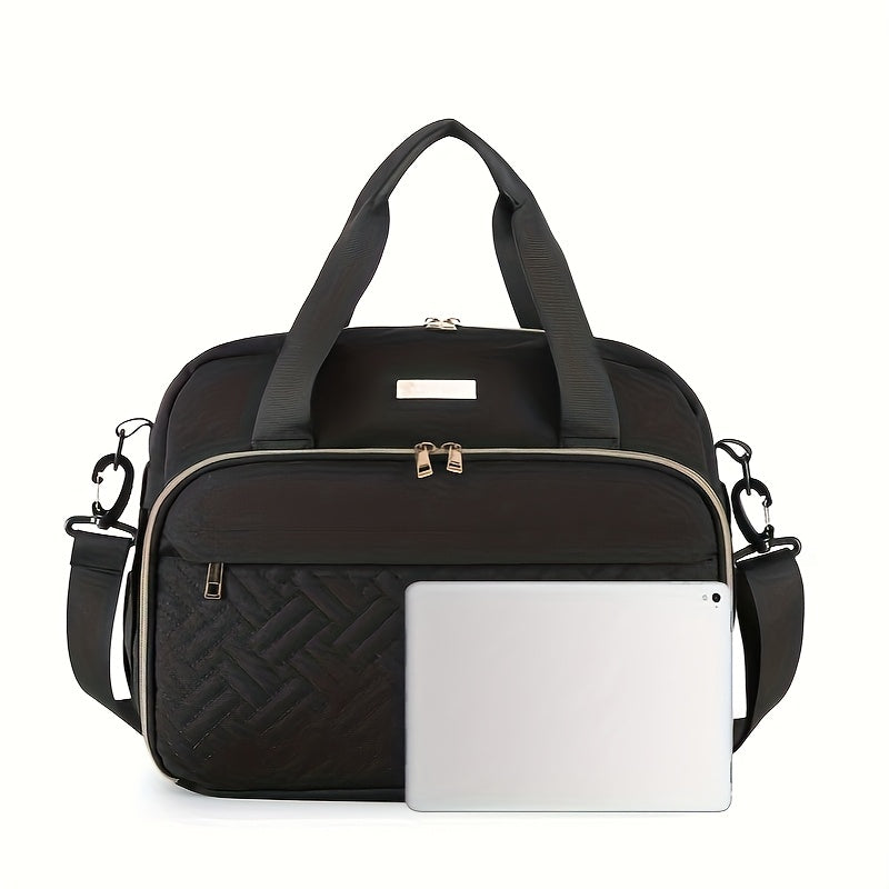 Sac à Langer Grande Capacité Compatible - Organisateur de Couches Multifonction en Tissu Oxford avec Bandoulière, Sac de Voyage Matelassé pour &, Rose/Gris ou Noir/Gris, Espace Spacieux pour Usage Quotidien et en Déplacement