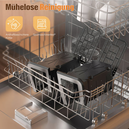 Friteuse à Air 10,5L 10-en-1 DualZone avec 2 Paniers Indépendants, Fenêtres Visibles, Cuisson Synchronisée pour Déshydrater, Dégeler, Rôtir, Cuire, Réchauffer et Plus, Repas Rapides et Faciles, Antiadhésive et Lavable au Lave-Vaisselle