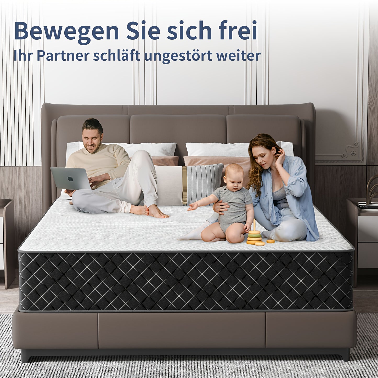 Matelas 140 x 200 cm - Dureté H3 Le matelas hybride à ressorts ensachés et mousse à mémoire de forme en boîte pour un soutien ultime et un soulagement de la pression, Matelas de lit
