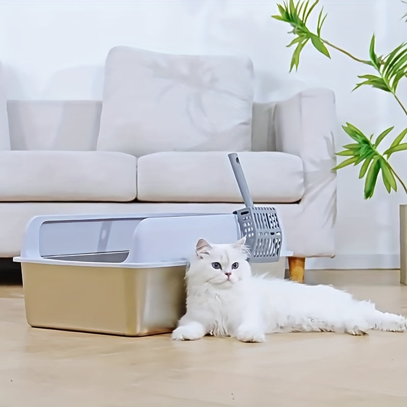 Litière grande taille en acier inoxydable avec couvercle, conçue pour les grands chats, facile à entretenir et sans odeur, avec des murs hauts et une construction métallique durable