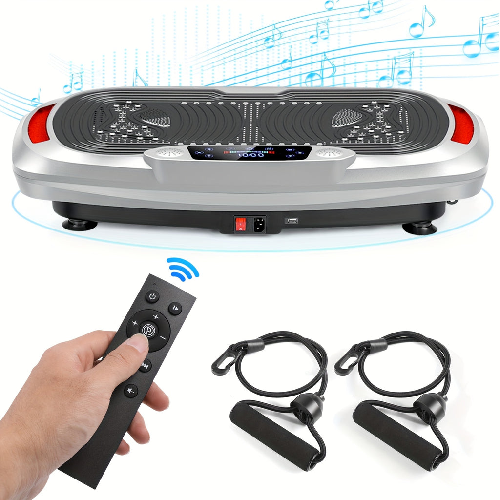 Plateau de Vibration Intelligent 300W + Massage Profond Magnétique | Musique Intégrée + 120 Niveaux de Contrôle Tactile | Moteur Silencieux | Charge Maximale 200kg | Inclut des Bandes de Résistance | Entraînement de Perte de Poids Complet | Amincissement
