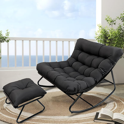 Fauteuil à Bascule Moderne pour Salon avec Fonction Inclinable, Fauteuil à Bascule pour la Maison, Fauteuil à Bascule de Luxe pour Chambre, Disponible en Noir et Gris, Idéal pour les Loisirs en Famille, Cadeau de Vacances Parfait, Adapté à Toutes les Sais