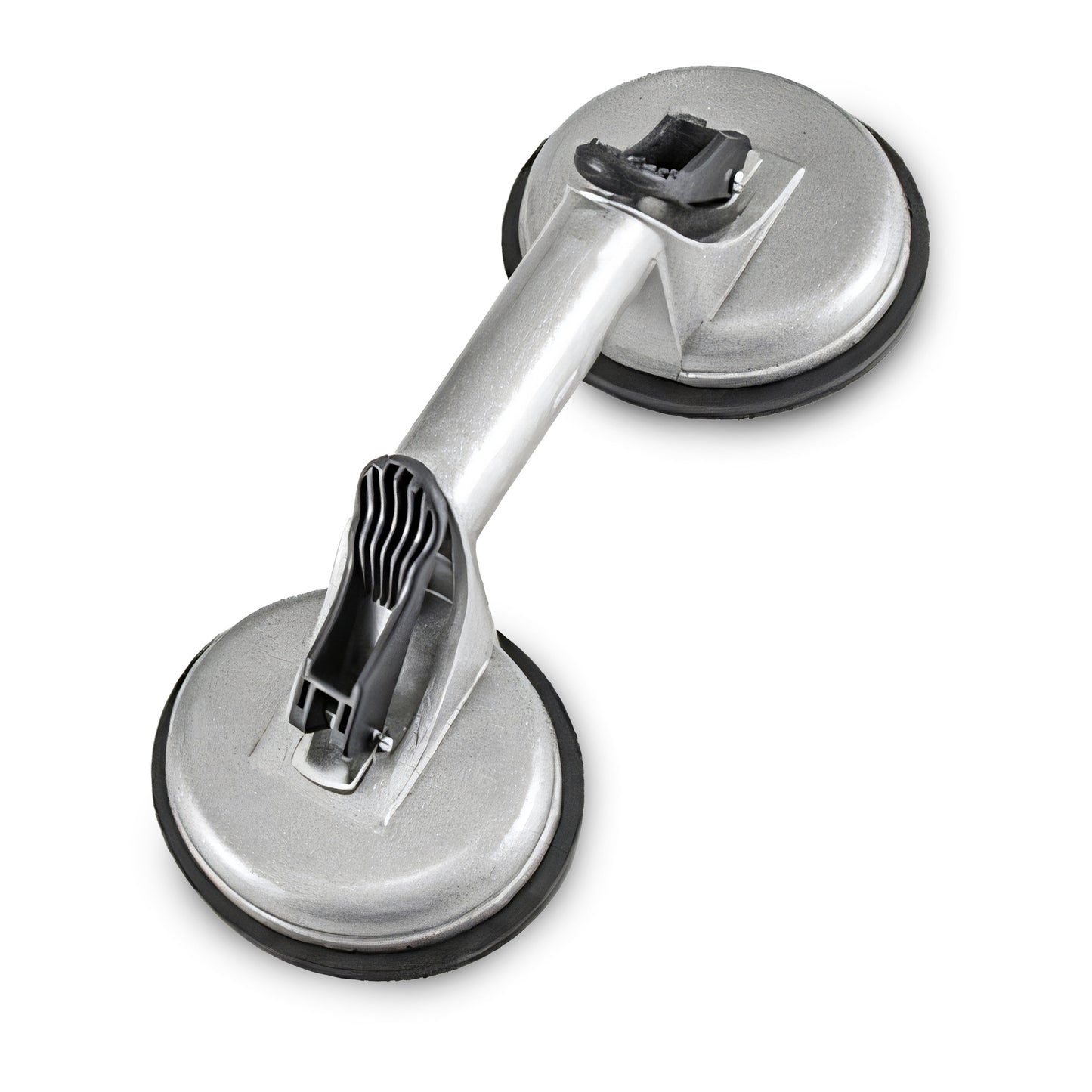 Double Ventouse pour Verre, Vitrage de Carrelage, Supports en Aluminium, Releveur Professionnel avec Levier Mécanique, Surface Antidérapante, Diamètre 2x11,5 cm, Capacité de Charge 60–100 kg, Corps Robuste en Aluminium, Poignée Ergonomique pour Transport