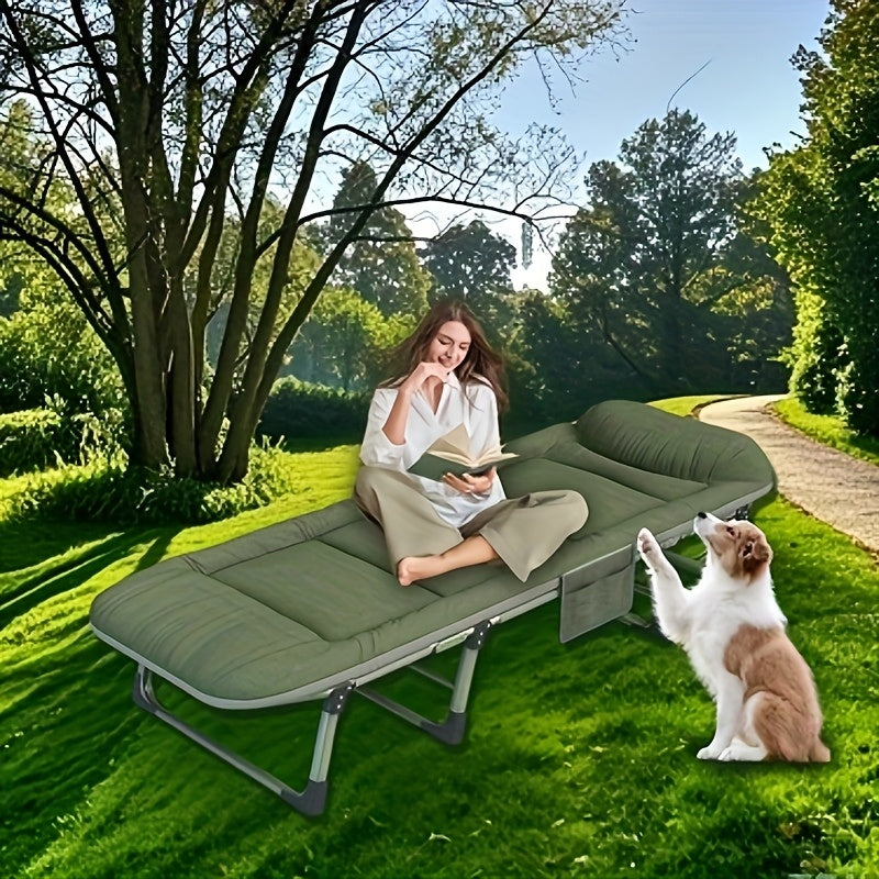 Lit Pliant Portable, Lit Pliant avec Matelas, Lit Pliant Robuste avec Cadre Solide, Lit Pliable Qui Peut Supporter 149.69 KG, Lit de Camp Portable pour Camping, Plage, Patio