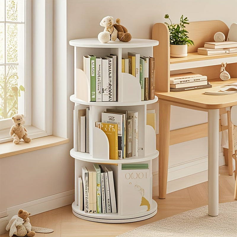Étagère à livres rotative à 360°, 1 pièce, 3/4/5 niveaux, diamètre 46×H160cm, étagère de rangement peu encombrante pour salon, chambre, bureau, design moderne