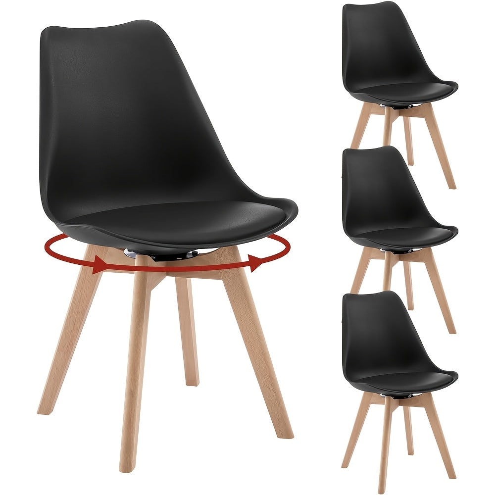 Lot de 4 chaises de salle à manger, chaises de cuisine, chaises de salle à manger modernes, chaises design pour salle à manger, en bois massif et simili cuir, capacité de charge maximale 150 kilogrammes, pour cuisine et salle à manger