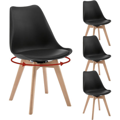 Lot de 4 chaises de salle à manger, chaises de cuisine, chaises de salle à manger modernes, chaises design pour salle à manger, en bois massif et simili cuir, capacité de charge maximale 150 kilogrammes, pour cuisine et salle à manger
