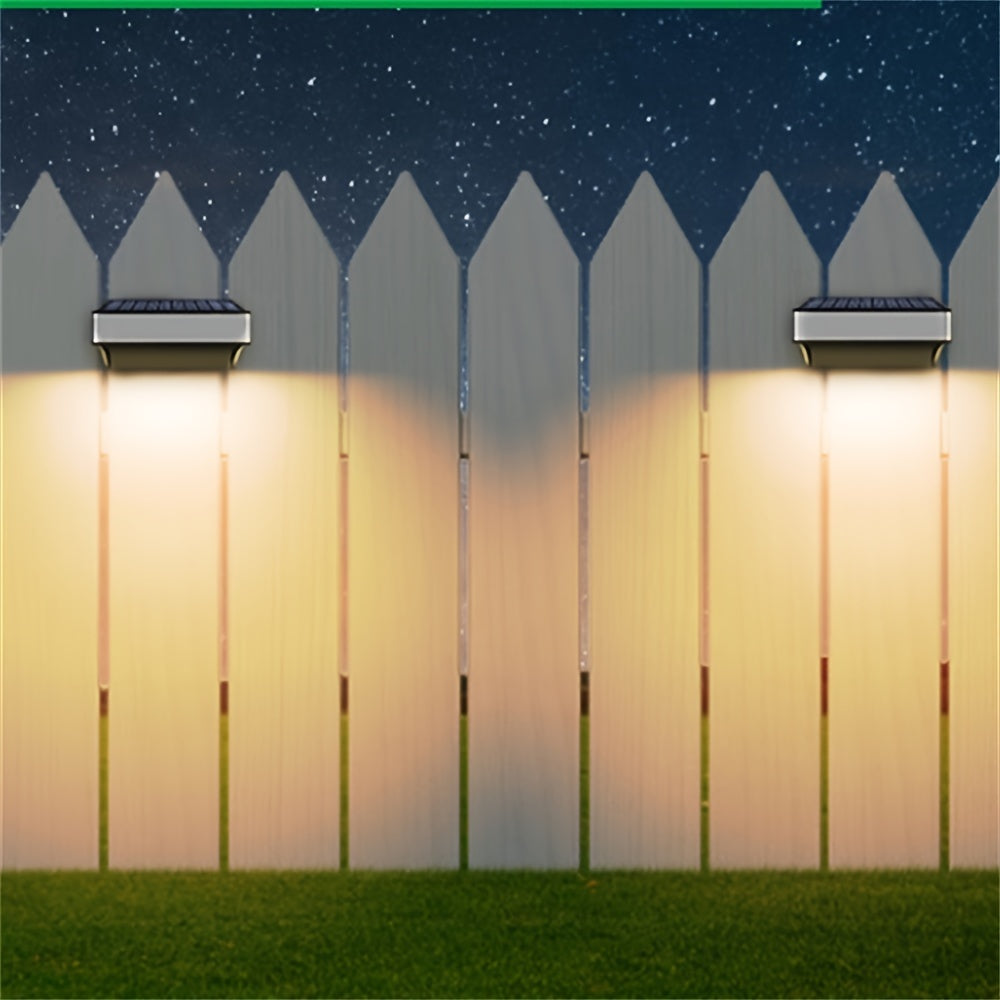 8pcs Lampes Solaires de Clôture pour Extérieur, Lumière Chaude & Blanc Froid et RGB, Super Lumineuses, pour Escalier, Cour, IP65, pour Jardin, Clôture, Mur, Terrasse, Décoration d'Éclairage Commercial