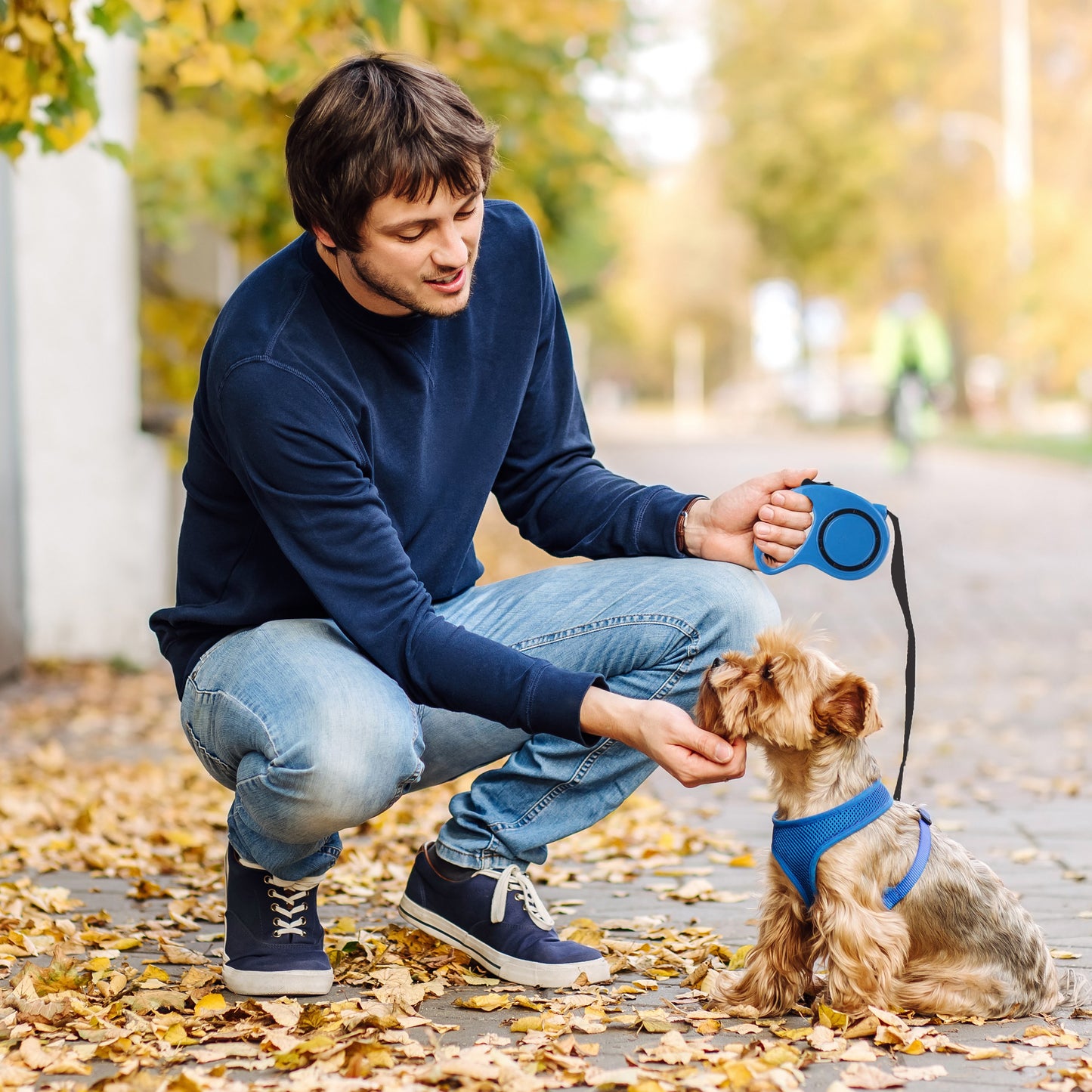 Laisse Automatique RETOO PetCare pour Chiens et Chats, avec Verrouillage, Bande Rétractable Flexi 5m, Mécanisme de Verrouillage, Idéale pour Petits Chiens Jusqu'à 15 kg, Poignée Confortable, Bande Durable avec Frein, Laisse avec Clip Robuste, Marche Confo
