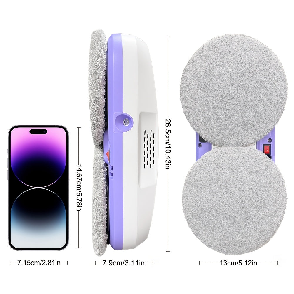 Robot Nettoyeur de Fenêtres Automatique PuRuiKaiM8 2026 | Alimentation Continue, Pulvérisation d'Eau Bidirectionnelle Automatique + Télécommande Intelligente | Corde de Sécurité -Chute de 4,5 mètres | Inclut 10 Chiffons de Nettoyage + Bouteille de Pulvéri