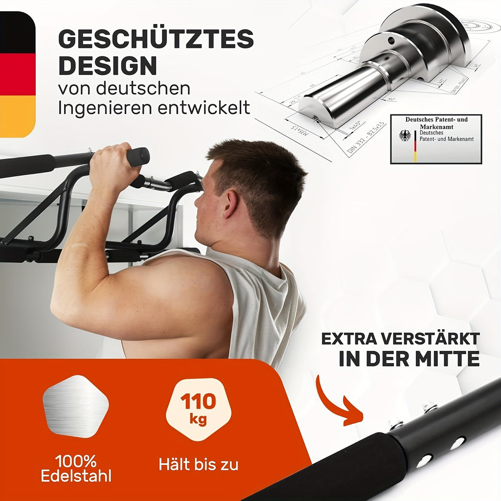 Barre de traction sans vis pour porte - Barre de gym robuste à suspendre au-dessus de la porte avec poignée antidérapante, installation facile (sans vis/perçage) - Convient aux cadres de porte de 7 à 19 cm - Équipement de gym à domicile pour tractions, po