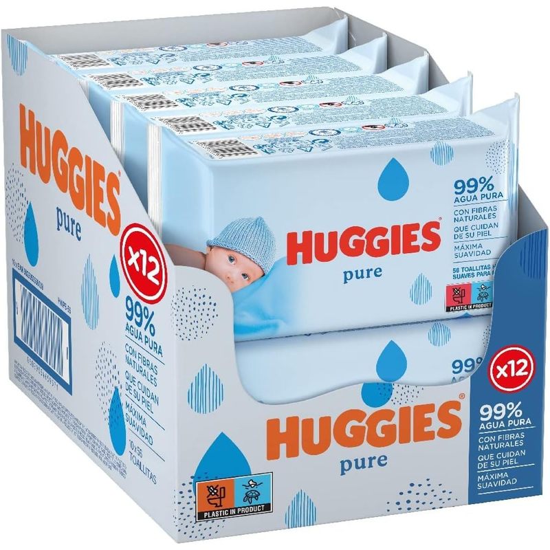 Langeuses pour bébé Huggies Aqua Pure - 99% d'eau - 560 lingettes - PACK SPÉCIAL 10 X 56 Langeuses Aqua Pure Huggies