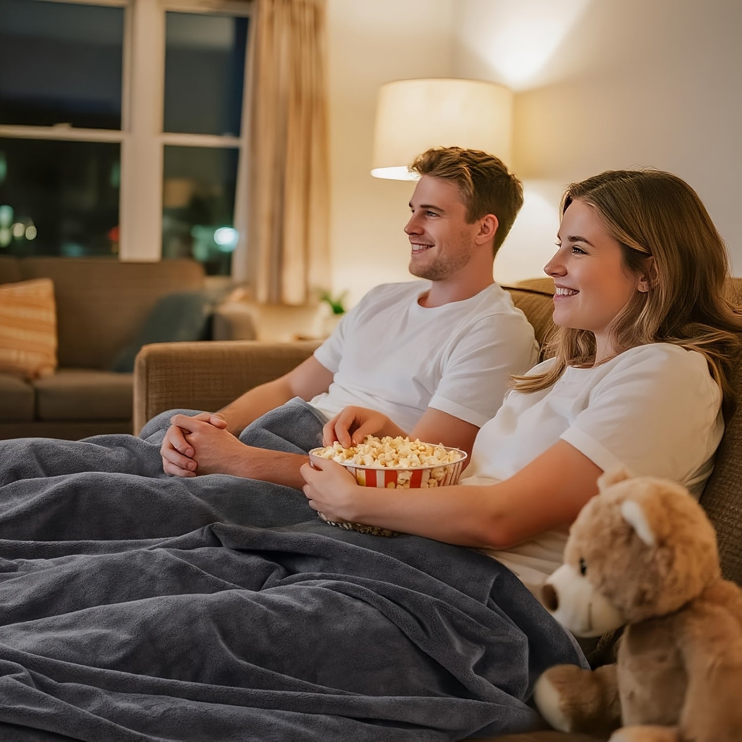 Couverture de lit LOOBANI : Utilisable sur les deux côtés avec une douce couverture de lit double en flanelle, taille 229cm * 203cm/205cm * 153cm, couverture anti-fuite/anti-éclaboussures pour animaux de compagnie, convient pour canapé, protection de sièg